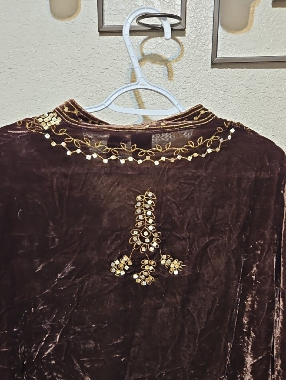 Saint Tropez West Brown Velvet Tunic with Gold Embellishment - Picture 7 of 8